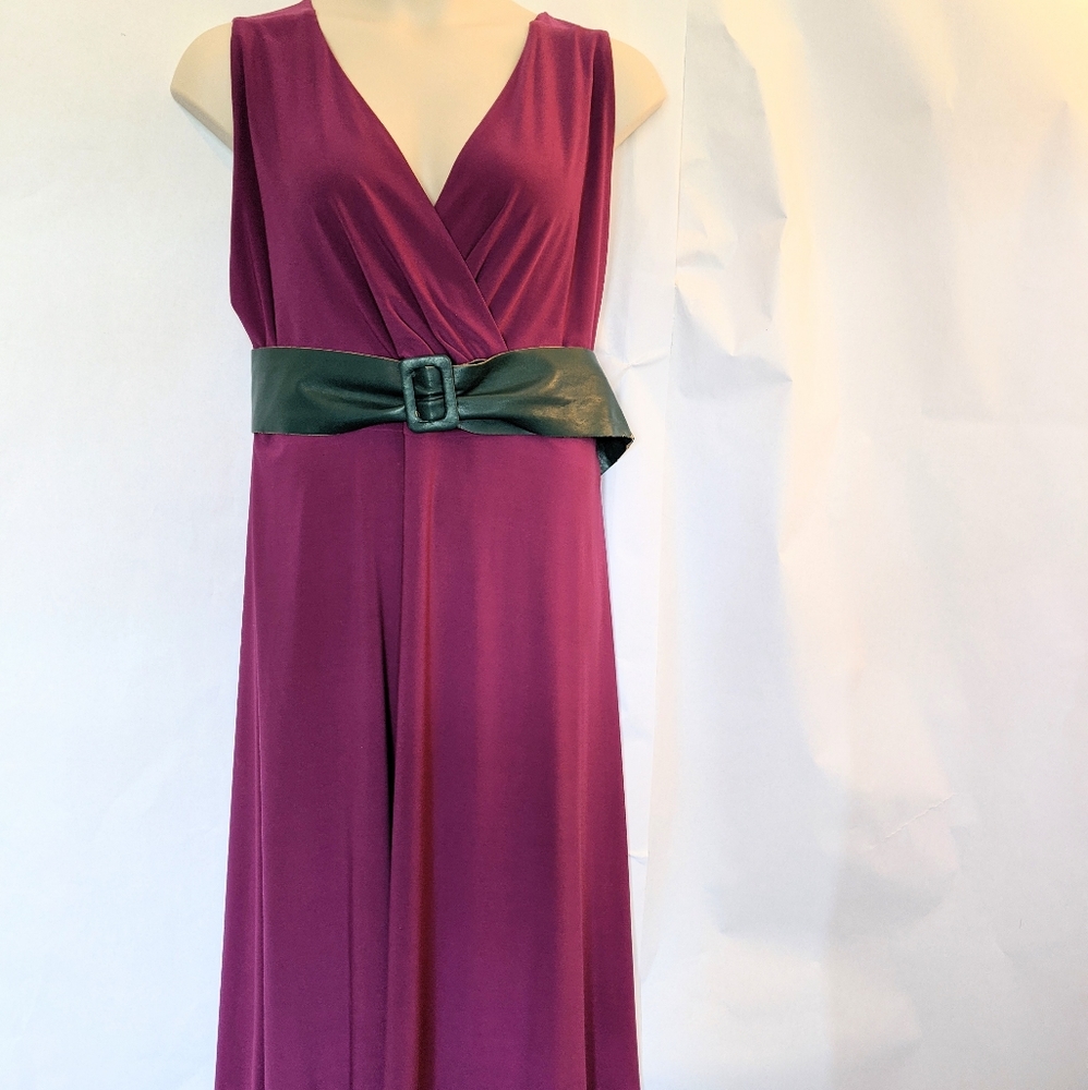 Vintage Igigi Purple Ponte Sleeveless Dress & Belt